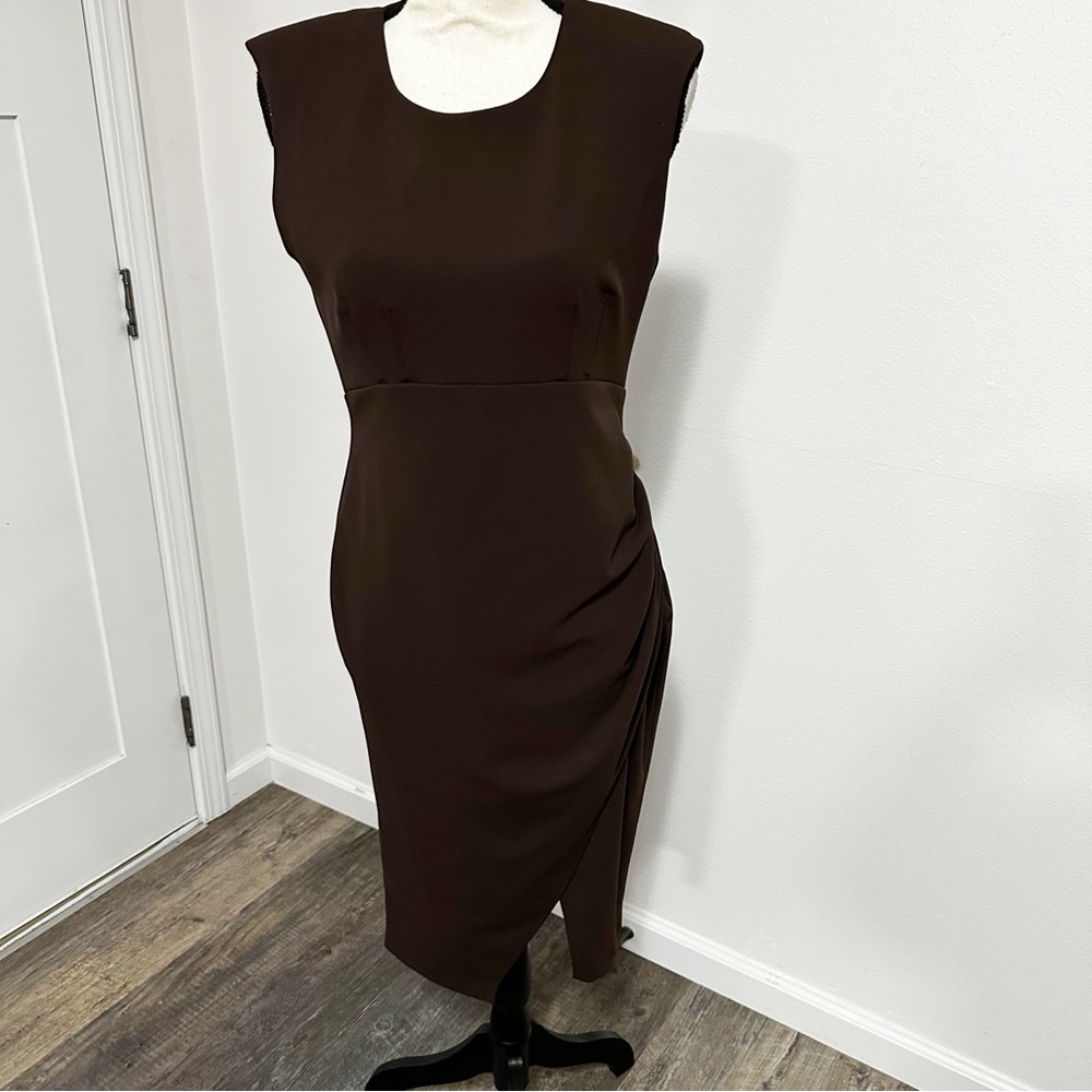Calvin Klein fitted sheath Brown Sleeveless Dress